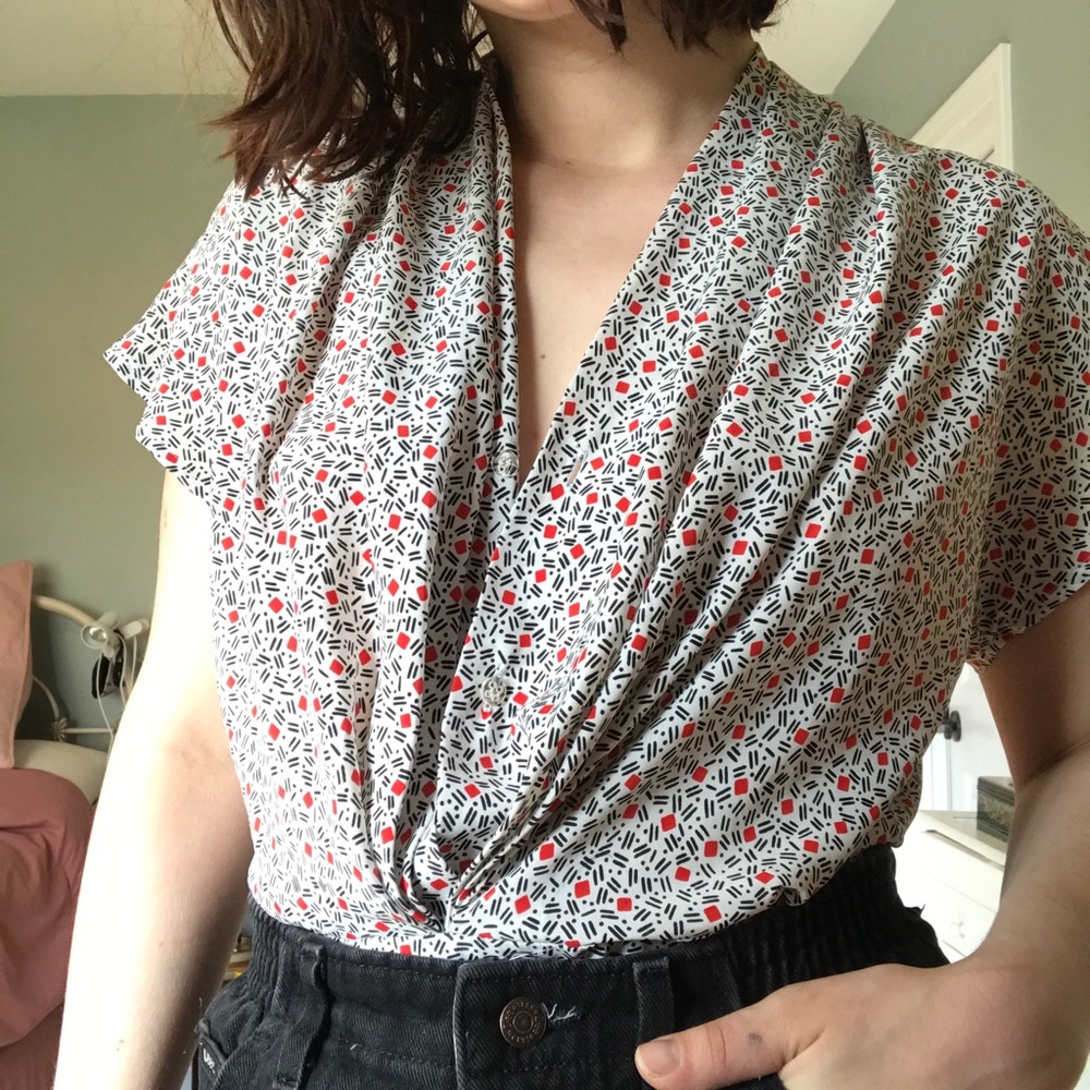 Vintage Button Down With Funky Pattern - image 1